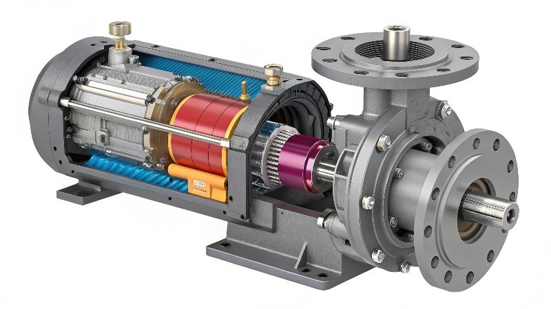 cross-section of assembled pump