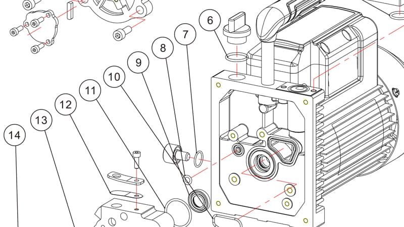 exploded view of pump components