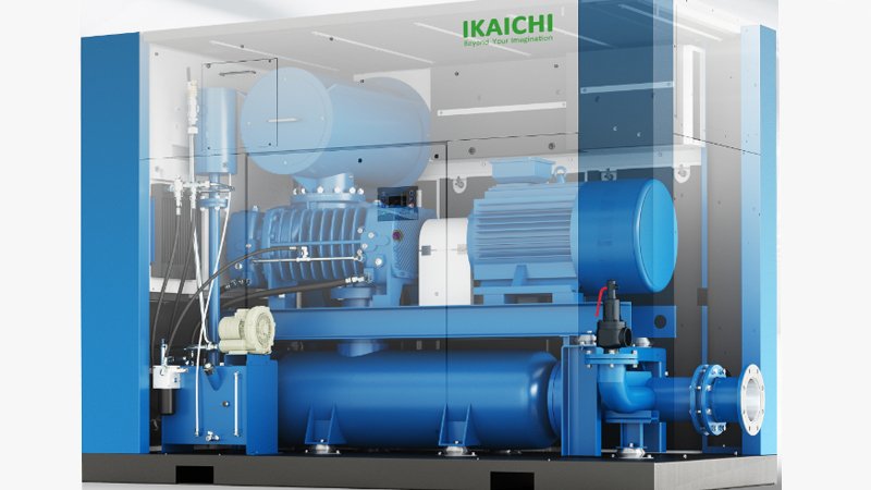 modern screw blower installation in industrial plant